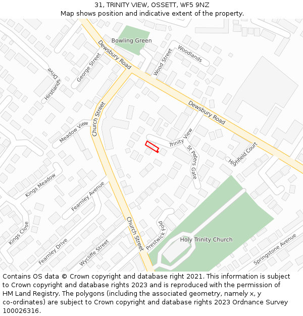 31, TRINITY VIEW, OSSETT, WF5 9NZ: Location map and indicative extent of plot