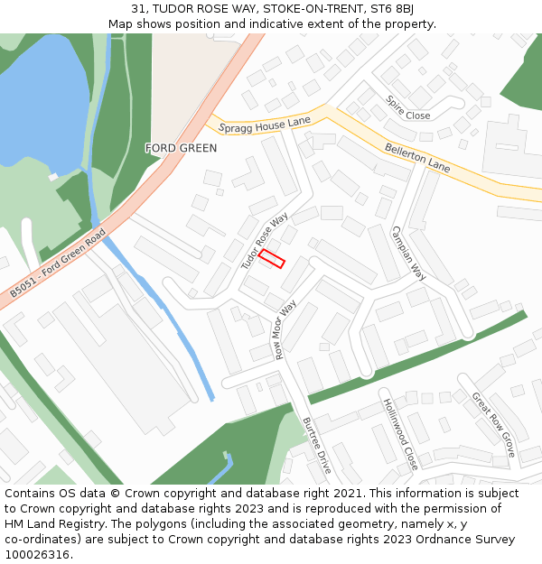 31, TUDOR ROSE WAY, STOKE-ON-TRENT, ST6 8BJ: Location map and indicative extent of plot