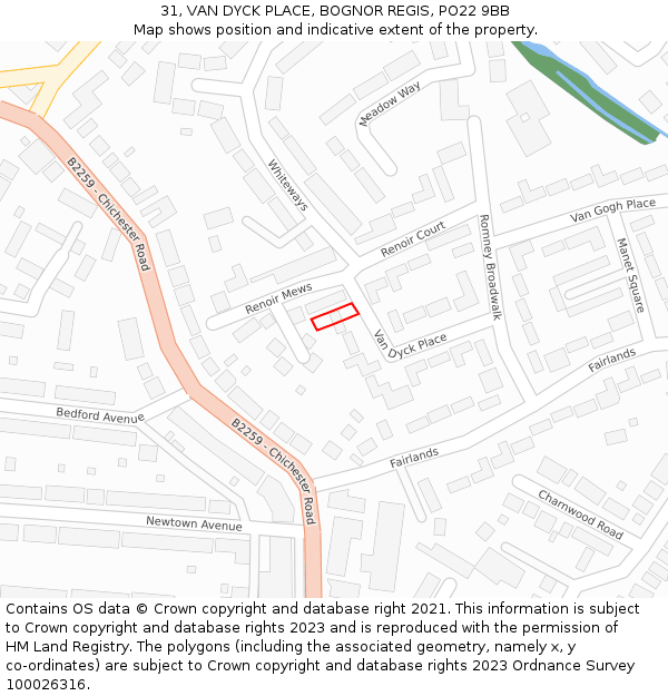 31, VAN DYCK PLACE, BOGNOR REGIS, PO22 9BB: Location map and indicative extent of plot