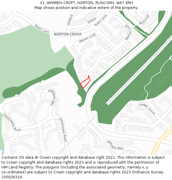 31, WARREN CROFT, NORTON, RUNCORN, WA7 6RH: Location map and indicative extent of plot