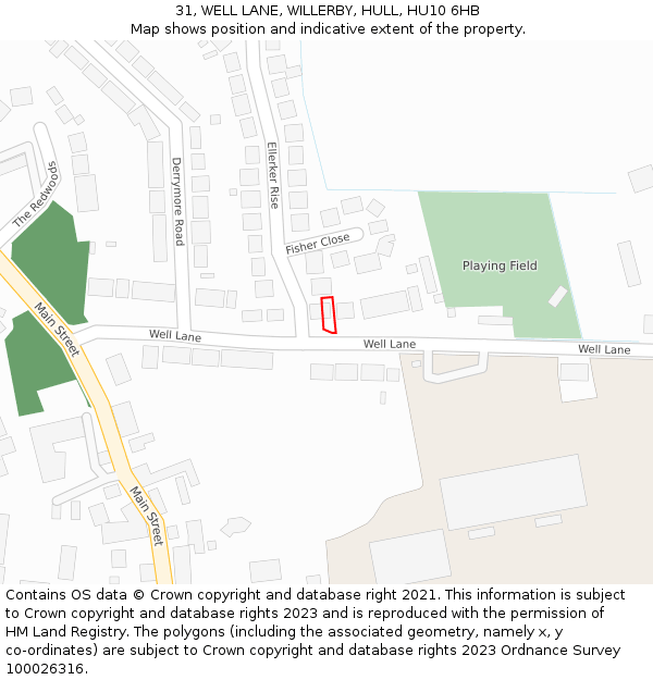 31, WELL LANE, WILLERBY, HULL, HU10 6HB: Location map and indicative extent of plot