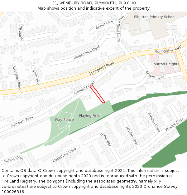 31, WEMBURY ROAD, PLYMOUTH, PL9 8HQ: Location map and indicative extent of plot