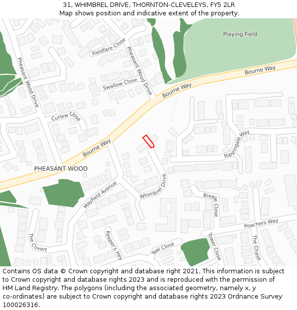 31, WHIMBREL DRIVE, THORNTON-CLEVELEYS, FY5 2LR: Location map and indicative extent of plot