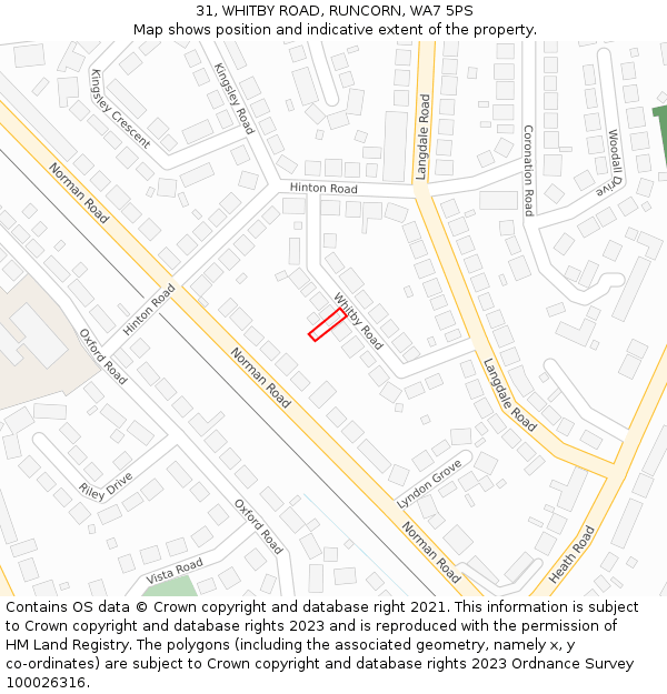31, WHITBY ROAD, RUNCORN, WA7 5PS: Location map and indicative extent of plot