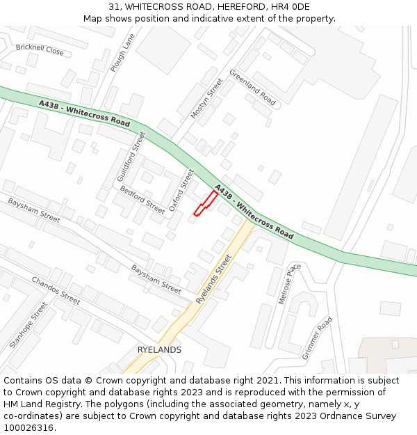31, WHITECROSS ROAD, HEREFORD, HR4 0DE: Location map and indicative extent of plot