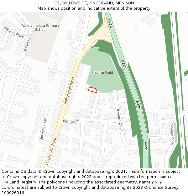 31, WILLOWSIDE, SNODLAND, ME6 5QN: Location map and indicative extent of plot