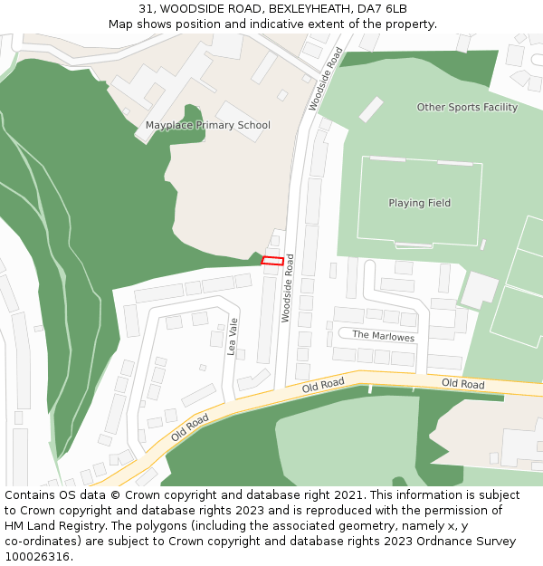 31, WOODSIDE ROAD, BEXLEYHEATH, DA7 6LB: Location map and indicative extent of plot