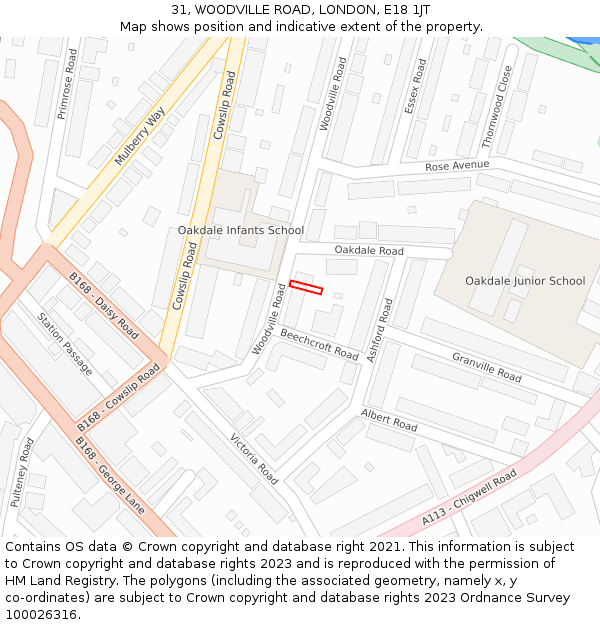 31, WOODVILLE ROAD, LONDON, E18 1JT: Location map and indicative extent of plot