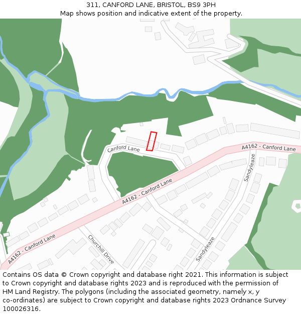 311, CANFORD LANE, BRISTOL, BS9 3PH: Location map and indicative extent of plot