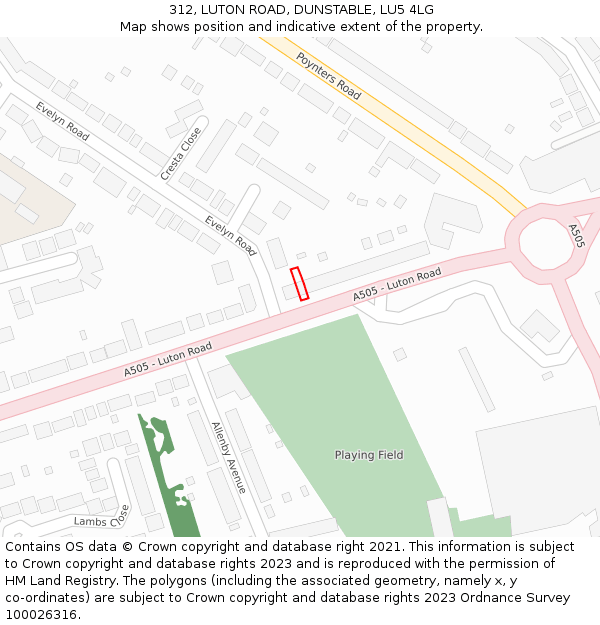 312, LUTON ROAD, DUNSTABLE, LU5 4LG: Location map and indicative extent of plot