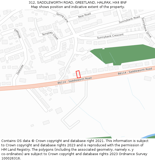 312, SADDLEWORTH ROAD, GREETLAND, HALIFAX, HX4 8NF: Location map and indicative extent of plot