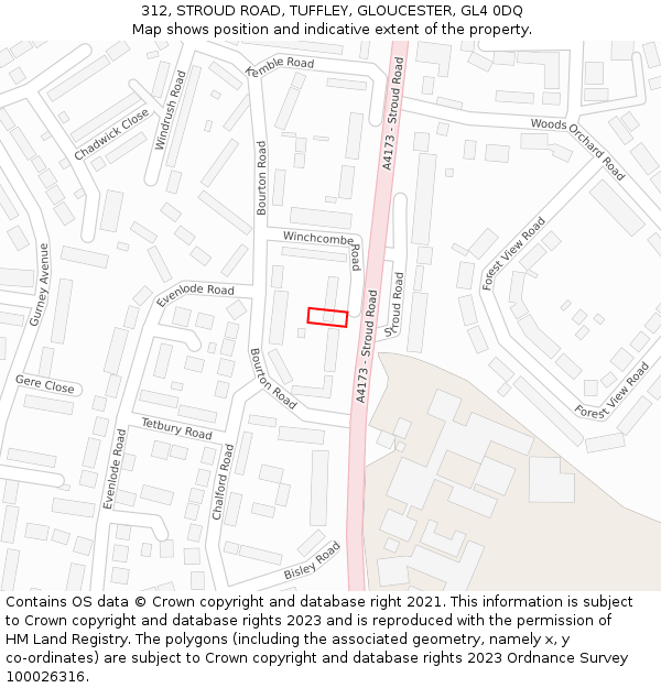 312, STROUD ROAD, TUFFLEY, GLOUCESTER, GL4 0DQ: Location map and indicative extent of plot