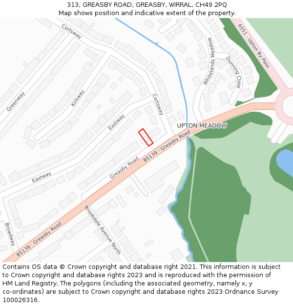 313, GREASBY ROAD, GREASBY, WIRRAL, CH49 2PQ: Location map and indicative extent of plot