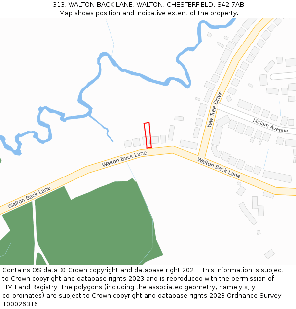 313, WALTON BACK LANE, WALTON, CHESTERFIELD, S42 7AB: Location map and indicative extent of plot