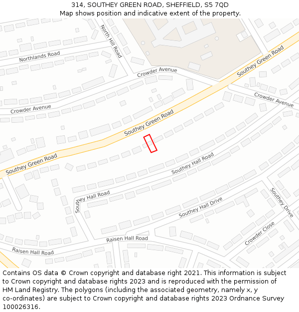 314, SOUTHEY GREEN ROAD, SHEFFIELD, S5 7QD: Location map and indicative extent of plot