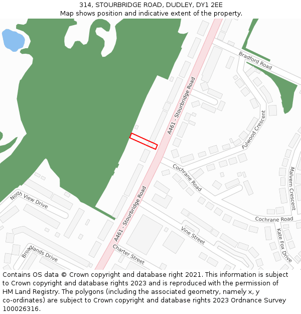 314, STOURBRIDGE ROAD, DUDLEY, DY1 2EE: Location map and indicative extent of plot