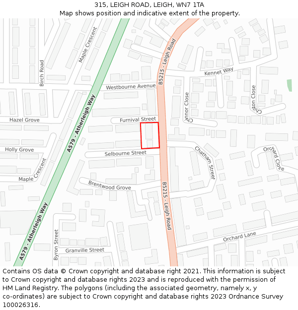 315, LEIGH ROAD, LEIGH, WN7 1TA: Location map and indicative extent of plot
