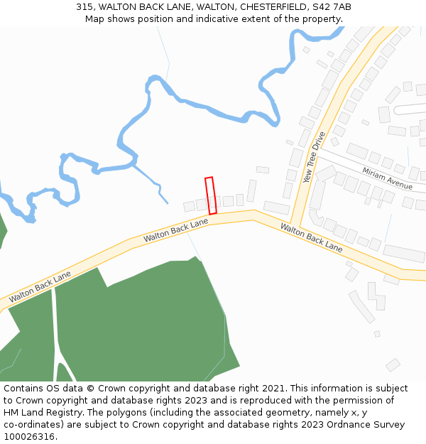 315, WALTON BACK LANE, WALTON, CHESTERFIELD, S42 7AB: Location map and indicative extent of plot