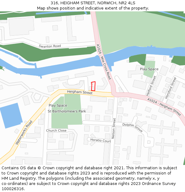 316, HEIGHAM STREET, NORWICH, NR2 4LS: Location map and indicative extent of plot