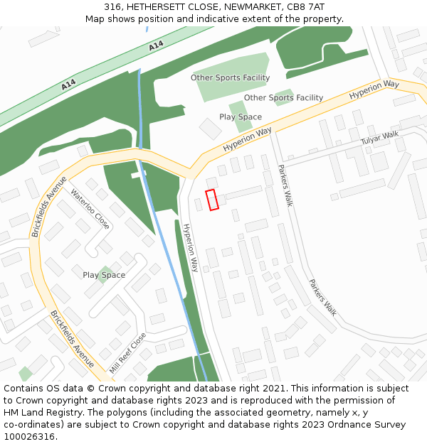 316, HETHERSETT CLOSE, NEWMARKET, CB8 7AT: Location map and indicative extent of plot