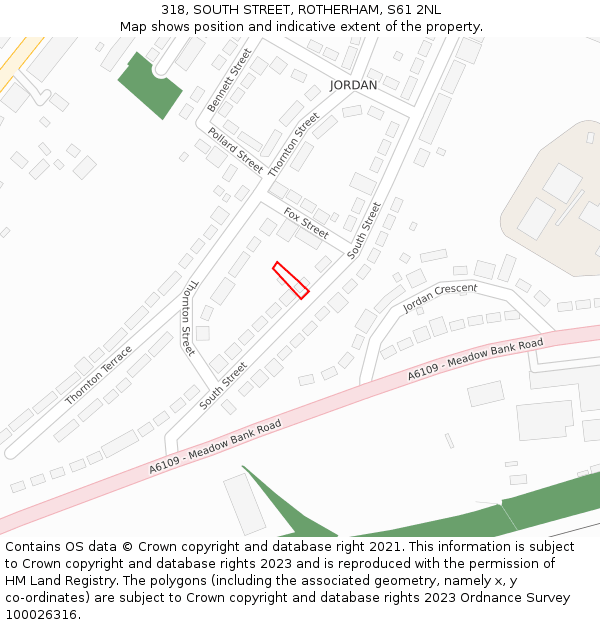 318, SOUTH STREET, ROTHERHAM, S61 2NL: Location map and indicative extent of plot