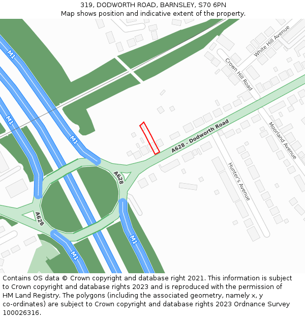 319, DODWORTH ROAD, BARNSLEY, S70 6PN: Location map and indicative extent of plot