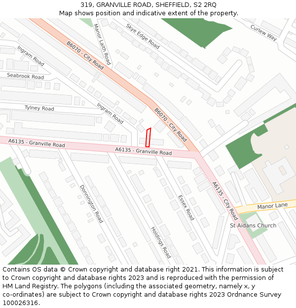 319, GRANVILLE ROAD, SHEFFIELD, S2 2RQ: Location map and indicative extent of plot
