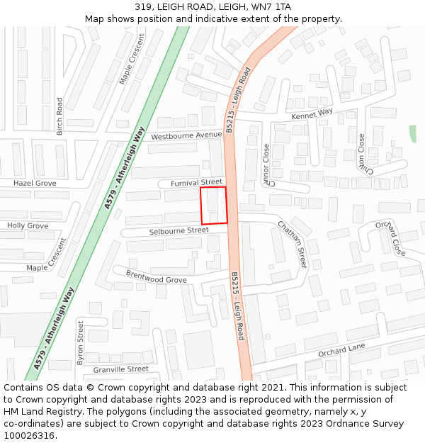 319, LEIGH ROAD, LEIGH, WN7 1TA: Location map and indicative extent of plot