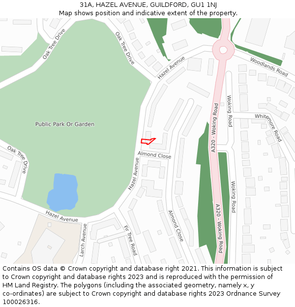 31A, HAZEL AVENUE, GUILDFORD, GU1 1NJ: Location map and indicative extent of plot