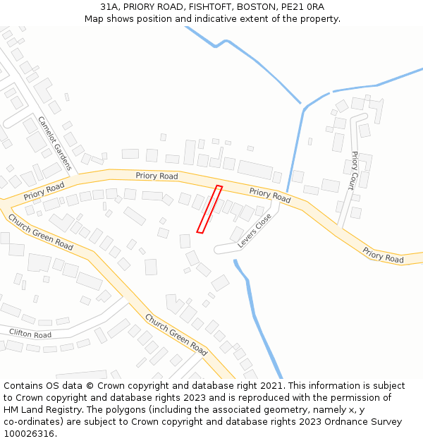 31A, PRIORY ROAD, FISHTOFT, BOSTON, PE21 0RA: Location map and indicative extent of plot