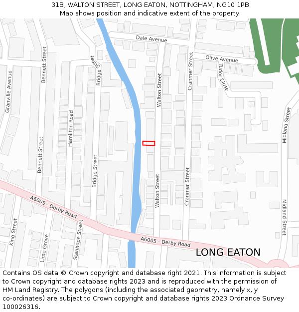 31B, WALTON STREET, LONG EATON, NOTTINGHAM, NG10 1PB: Location map and indicative extent of plot