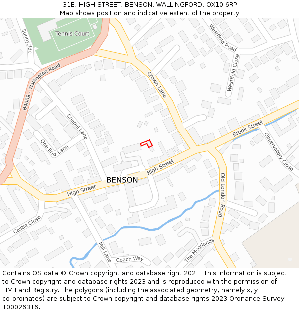 31E, HIGH STREET, BENSON, WALLINGFORD, OX10 6RP: Location map and indicative extent of plot