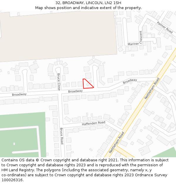 32, BROADWAY, LINCOLN, LN2 1SH: Location map and indicative extent of plot