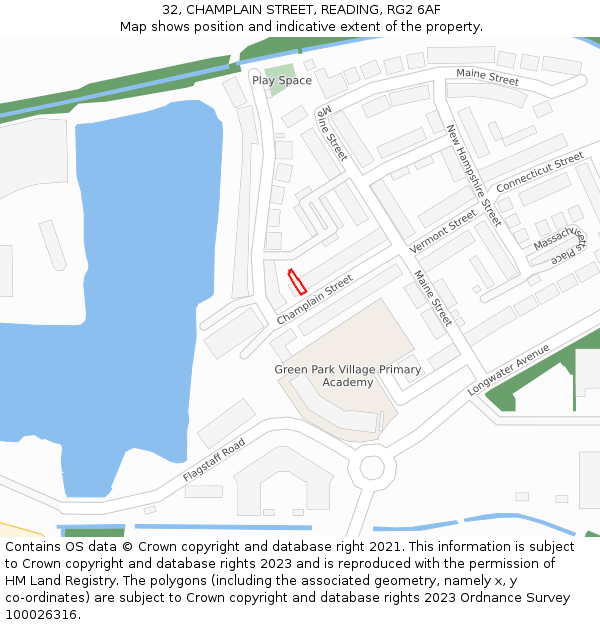 32, CHAMPLAIN STREET, READING, RG2 6AF: Location map and indicative extent of plot