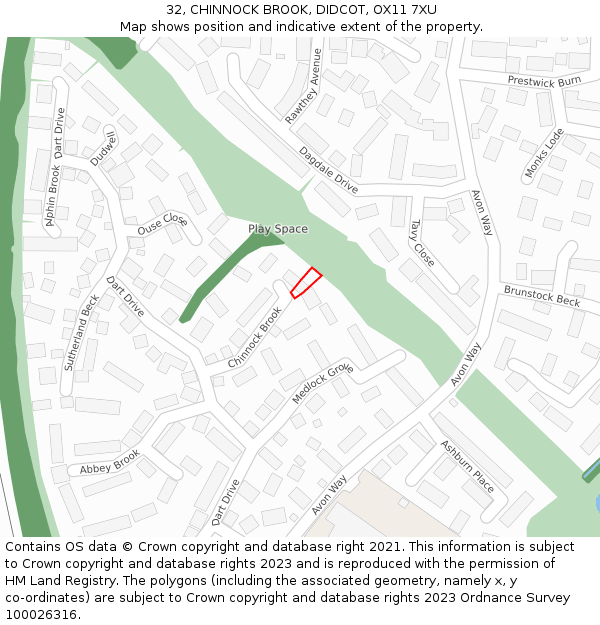 32, CHINNOCK BROOK, DIDCOT, OX11 7XU: Location map and indicative extent of plot