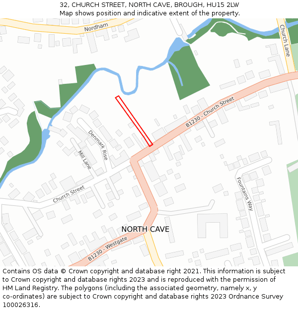 32, CHURCH STREET, NORTH CAVE, BROUGH, HU15 2LW: Location map and indicative extent of plot