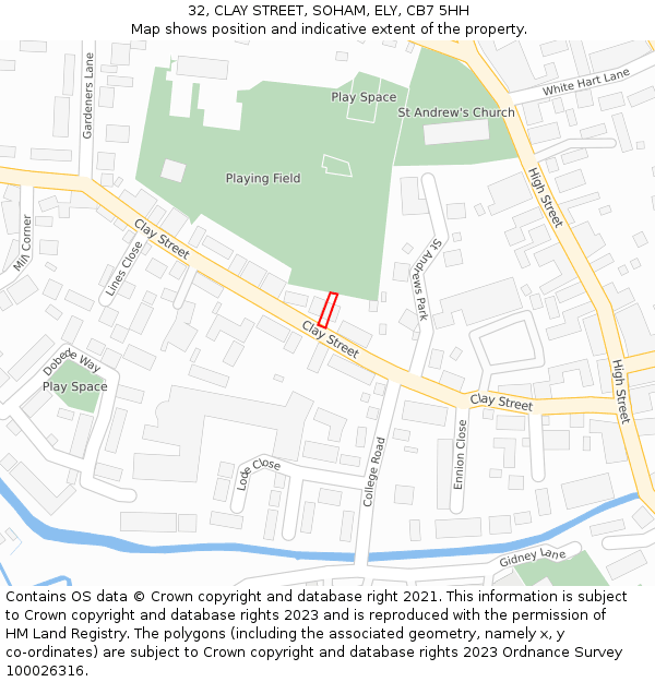 32, CLAY STREET, SOHAM, ELY, CB7 5HH: Location map and indicative extent of plot