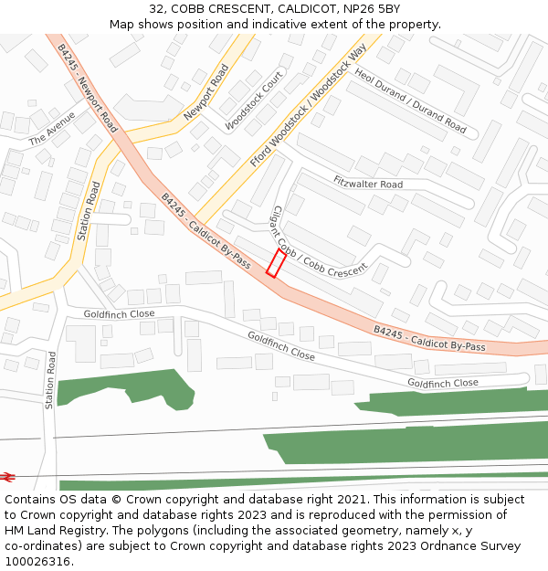 32, COBB CRESCENT, CALDICOT, NP26 5BY: Location map and indicative extent of plot