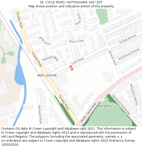 32, CYCLE ROAD, NOTTINGHAM, NG7 2DT: Location map and indicative extent of plot