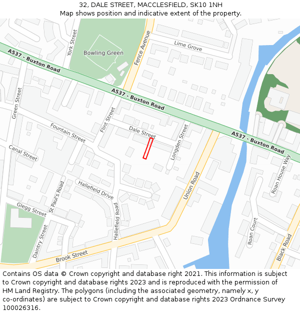 32, DALE STREET, MACCLESFIELD, SK10 1NH: Location map and indicative extent of plot
