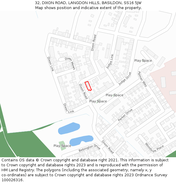 32, DIXON ROAD, LANGDON HILLS, BASILDON, SS16 5JW: Location map and indicative extent of plot