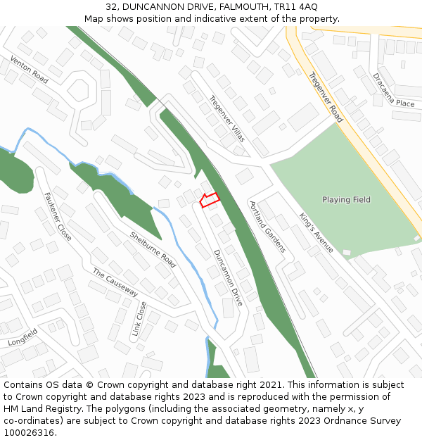 32, DUNCANNON DRIVE, FALMOUTH, TR11 4AQ: Location map and indicative extent of plot