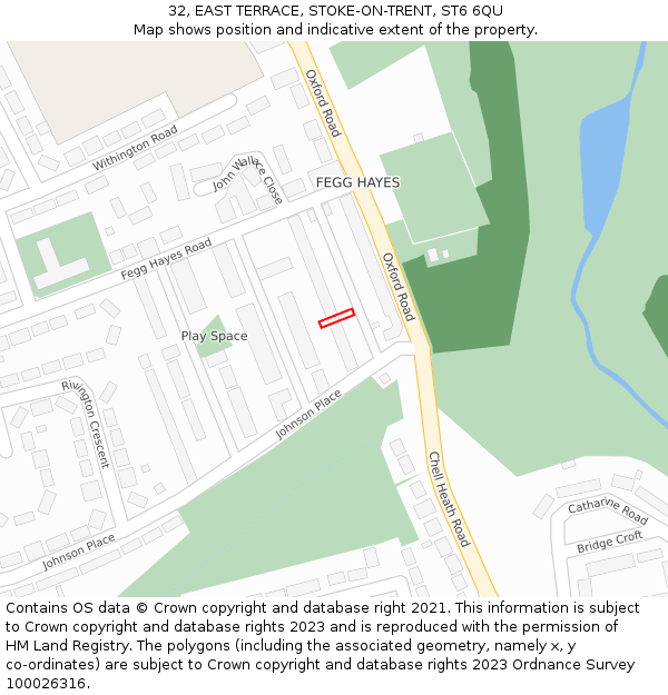 32, EAST TERRACE, STOKE-ON-TRENT, ST6 6QU: Location map and indicative extent of plot