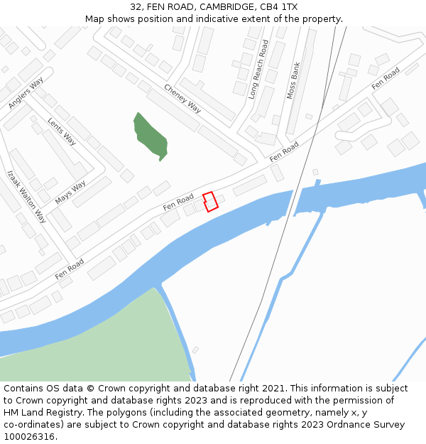 32, FEN ROAD, CAMBRIDGE, CB4 1TX: Location map and indicative extent of plot