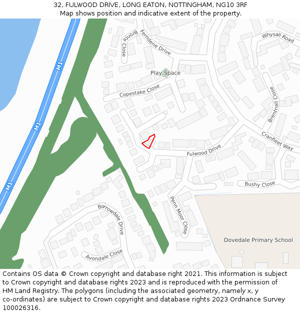32, FULWOOD DRIVE, LONG EATON, NOTTINGHAM, NG10 3RF: Location map and indicative extent of plot