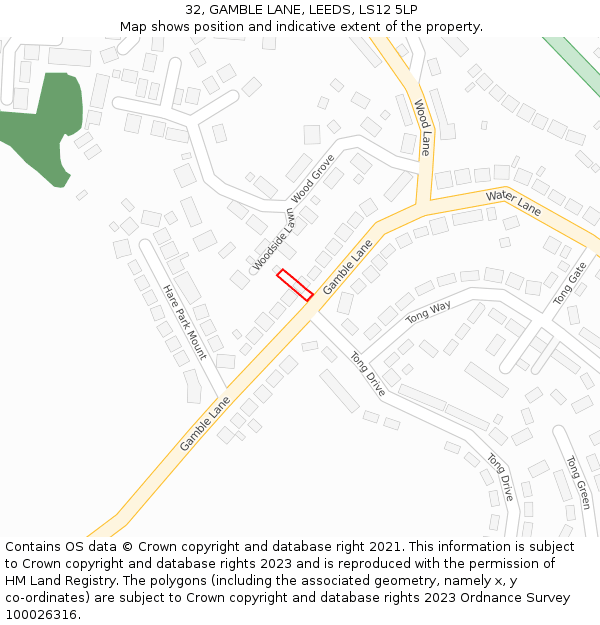 32, GAMBLE LANE, LEEDS, LS12 5LP: Location map and indicative extent of plot