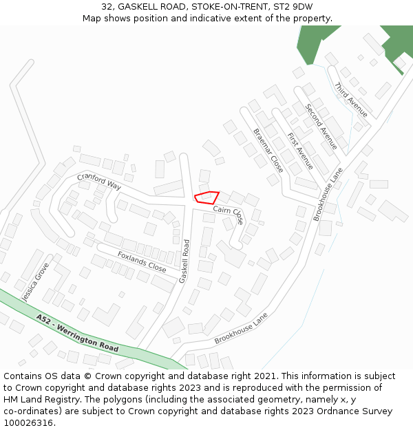 32, GASKELL ROAD, STOKE-ON-TRENT, ST2 9DW: Location map and indicative extent of plot