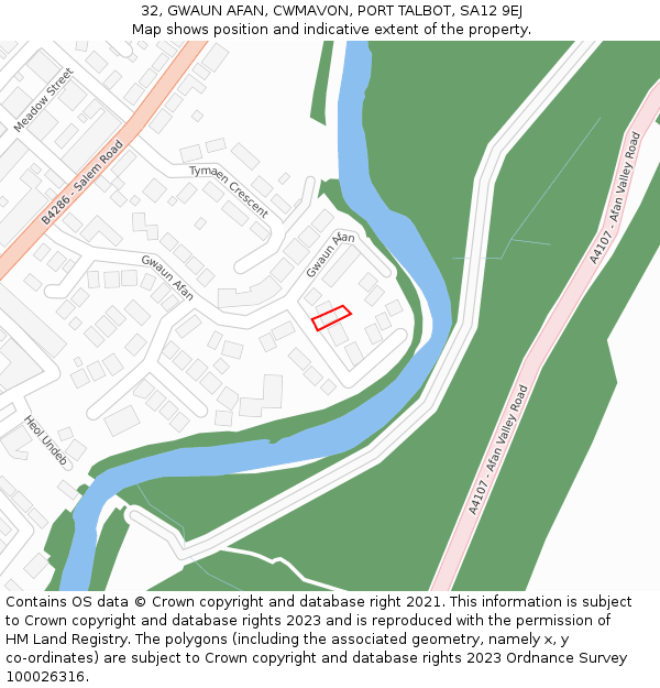 32, GWAUN AFAN, CWMAVON, PORT TALBOT, SA12 9EJ: Location map and indicative extent of plot