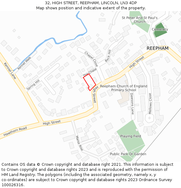 32, HIGH STREET, REEPHAM, LINCOLN, LN3 4DP: Location map and indicative extent of plot