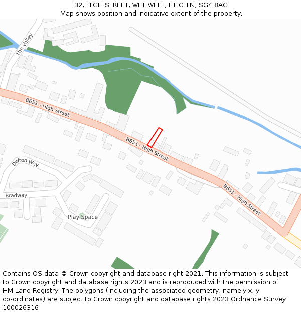 32, HIGH STREET, WHITWELL, HITCHIN, SG4 8AG: Location map and indicative extent of plot